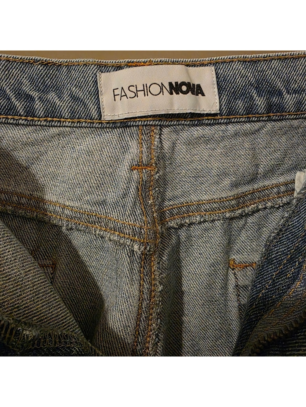 Fashion Nova's Women’s Blue distressed wide-leg jeans Size: 13 - Picture 3 of 4